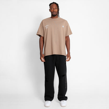Camiseta Oversize Hombre Café Alto Gramaje 250G