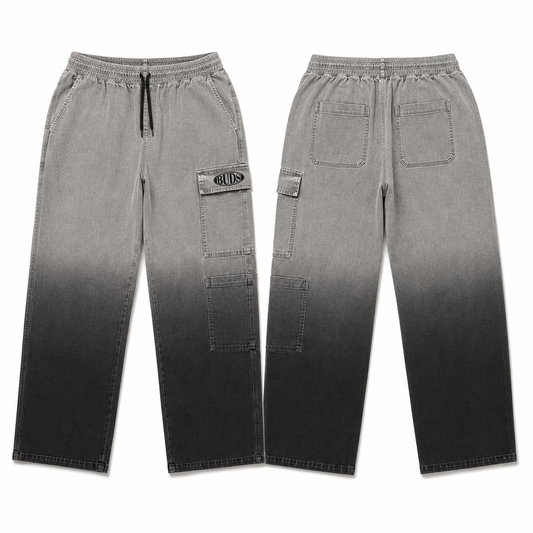 Pantalón Cargo Bota Recta Negro Degradé Buds