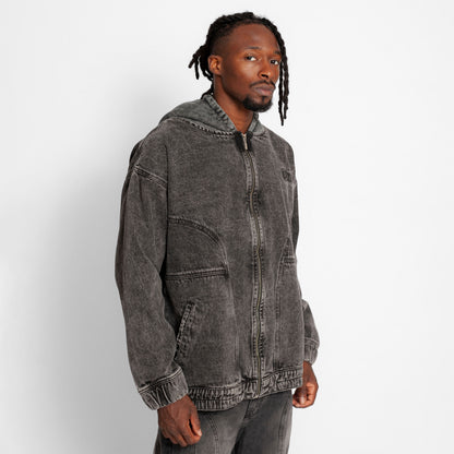 Chaqueta Denim Boy Fit Hombre Gris Acid Wash Buds