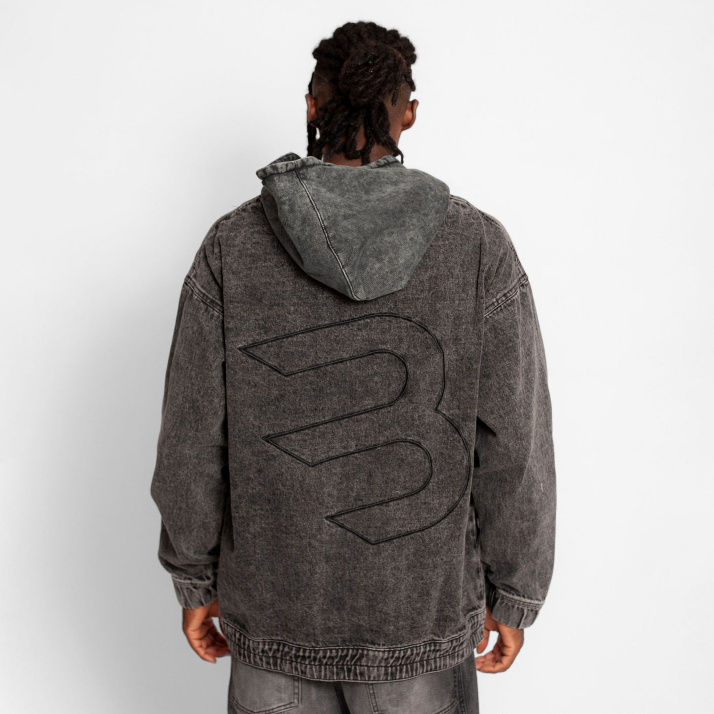 Chaqueta Denim Boy Fit Hombre Gris Acid Wash Buds