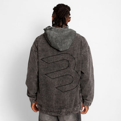 Chaqueta Denim Boy Fit Hombre Gris Acid Wash Buds