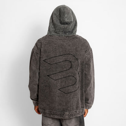 Chaqueta Denim Boy Fit Hombre Gris Acid Wash Buds