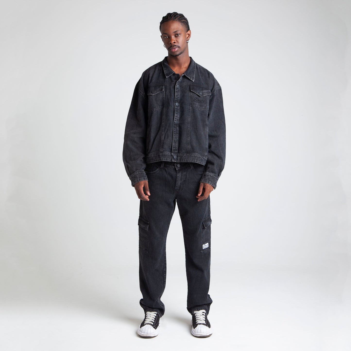 Chaqueta Denim Oversize Boxy Fit Hombre Negra Buds