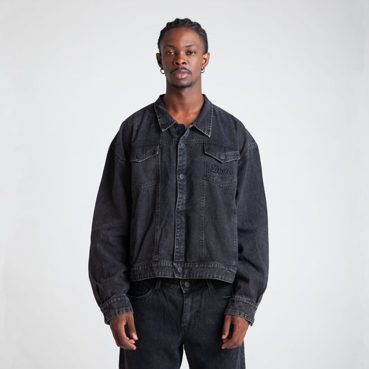Chaqueta Denim Oversize Boxy Fit Hombre Negra Buds
