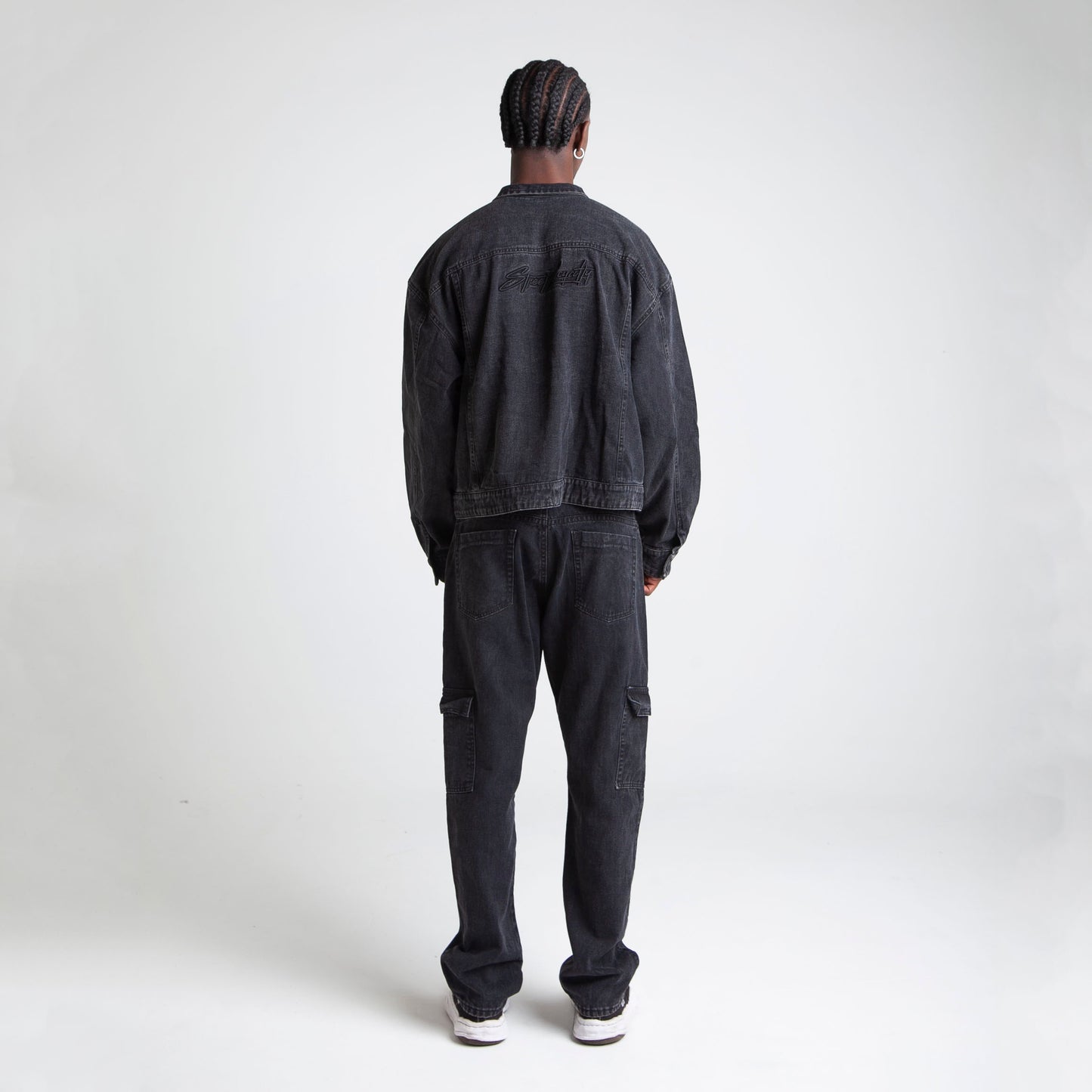 Chaqueta Denim Oversize Boxy Fit Hombre Negra Buds