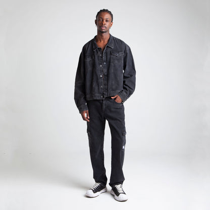 Chaqueta Denim Oversize Boxy Fit Hombre Negra Buds