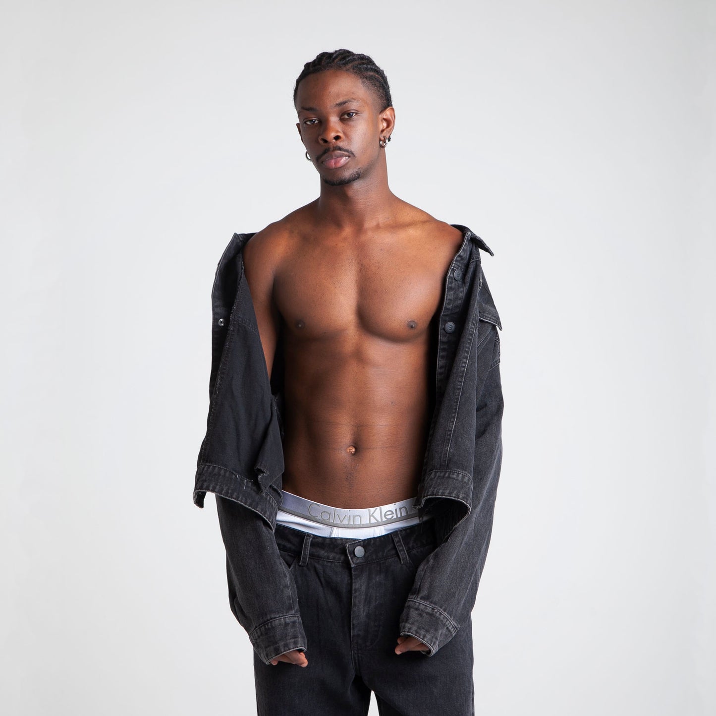 Chaqueta Denim Oversize Boxy Fit Hombre Negra Buds