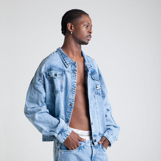 Chaqueta Denim Oversize Boxy Fit Hombre Azul Buds