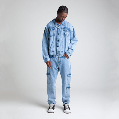 Chaqueta Denim Oversize Boxy Fit Hombre Azul Buds