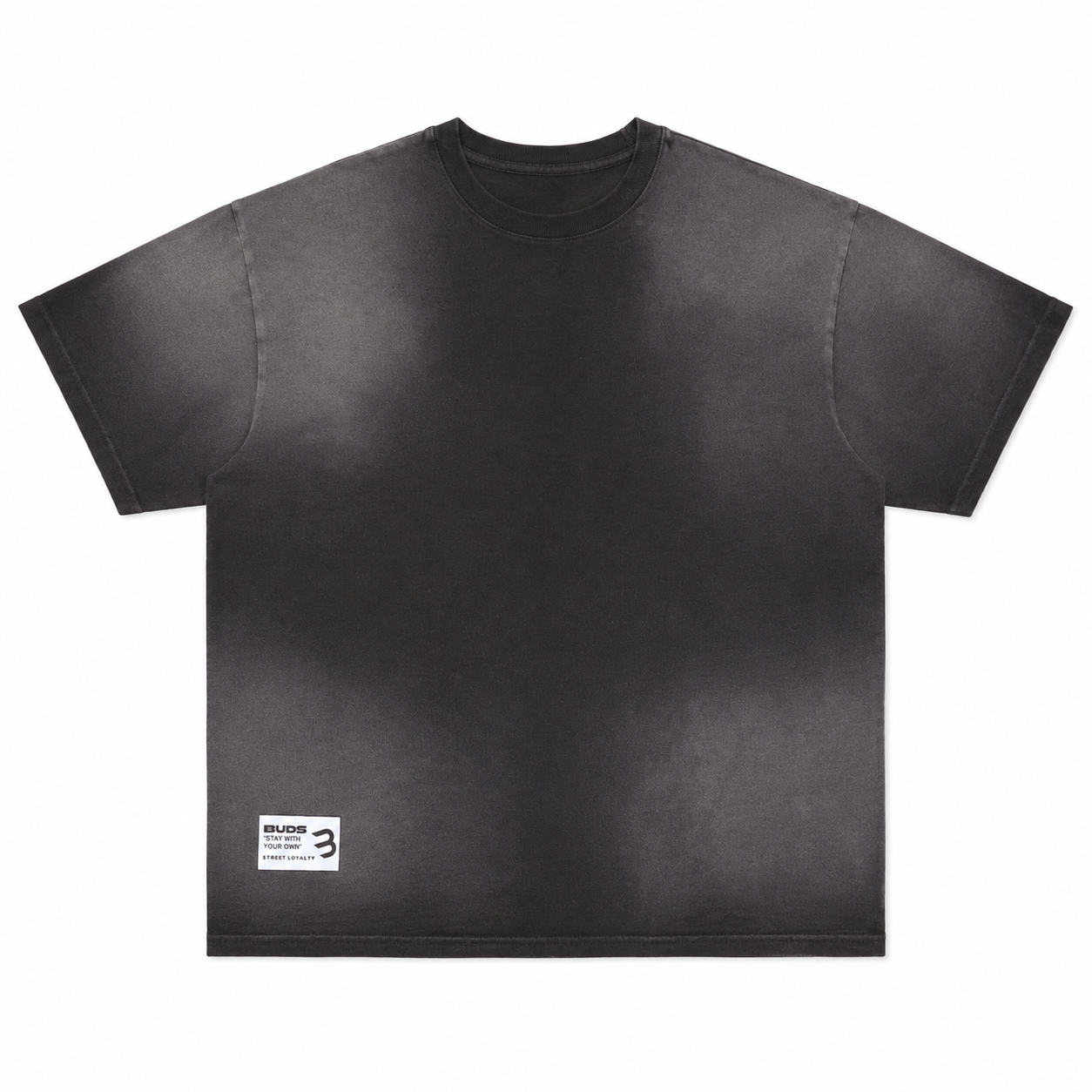 Camiseta Oversize Hombre Negra Degradé Alto Gramaje 250G
