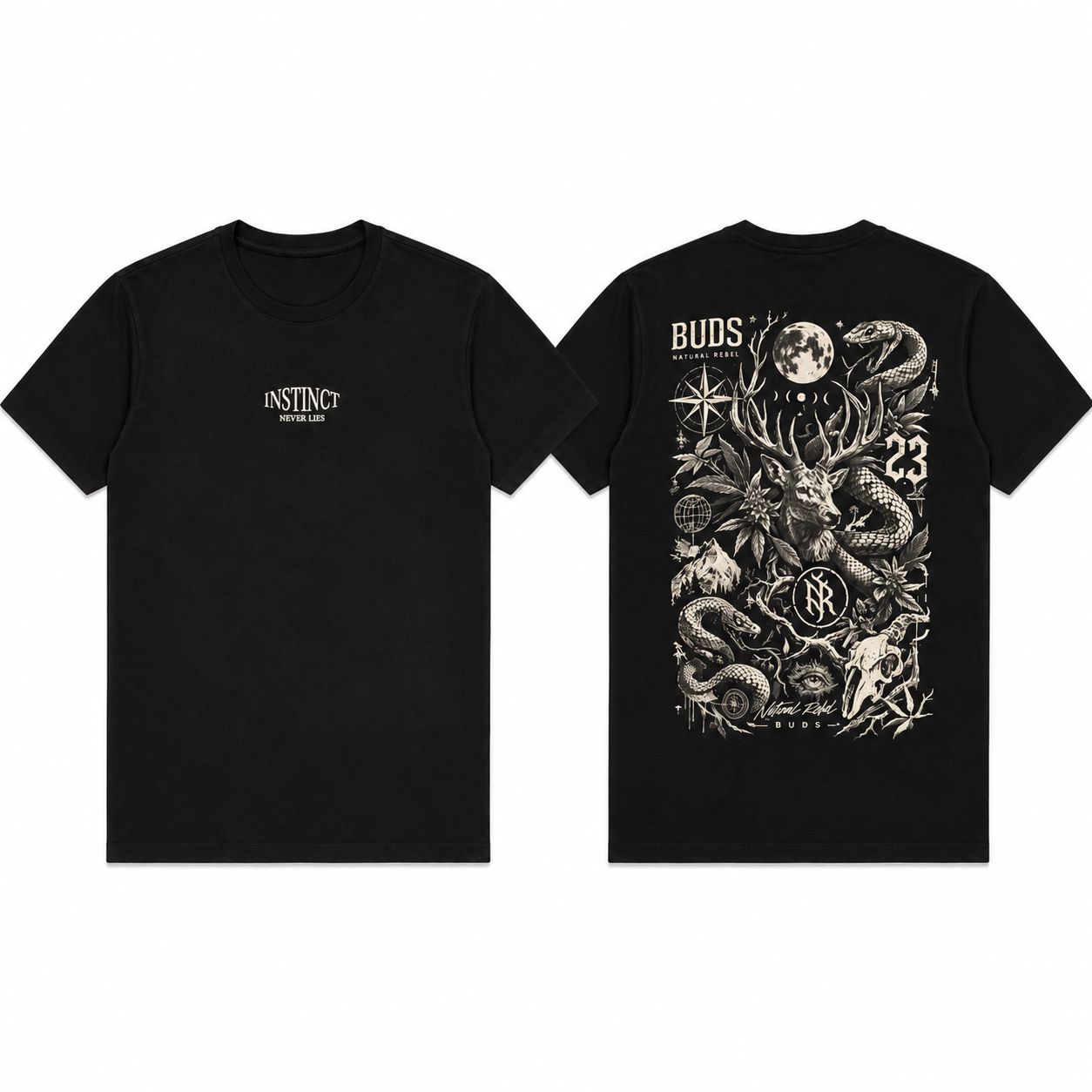 Camiseta Regular Hombre Negra Buds