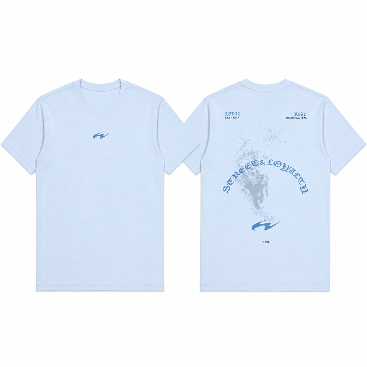 Camiseta Regular Hombre Azul Claro Buds