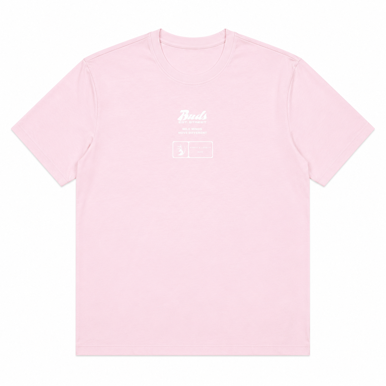 Camiseta Regular Hombre Rosada Buds
