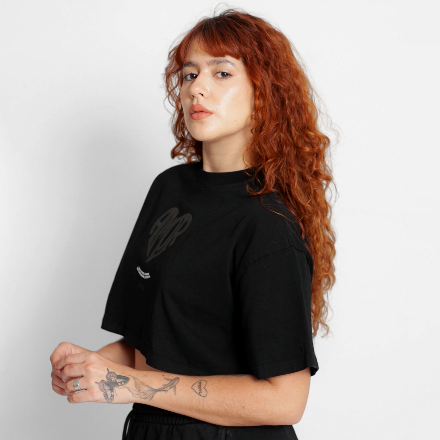Crop Top Oversize Mujer Negro Buds