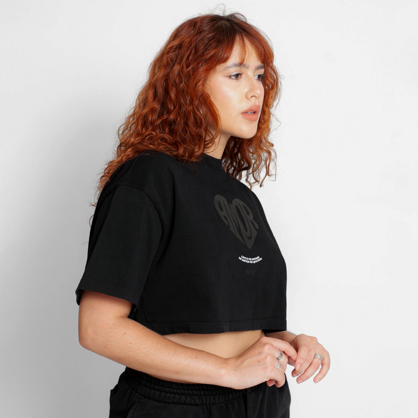 Crop Top Oversize Mujer Negro Buds