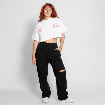 Crop Top Oversize Mujer Blanco Buds