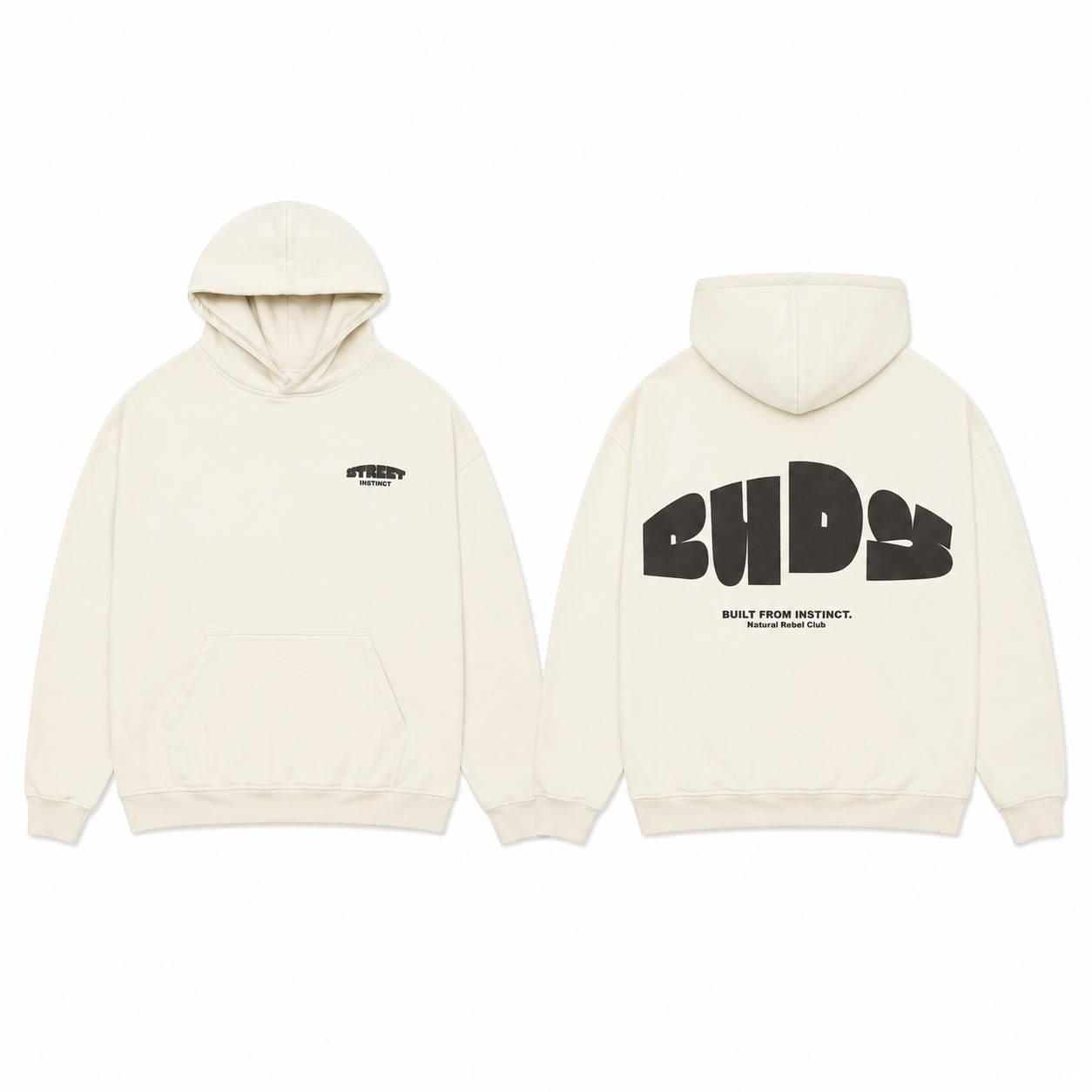 Buzo Hoodie Hueso Tela Alto Gramaje 400G