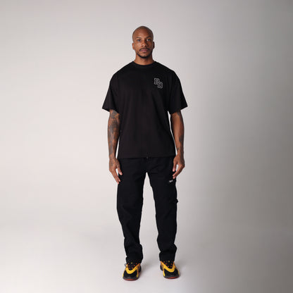 Camiseta Semi Oversize Hombre Negro Alto Gramaje 250G
