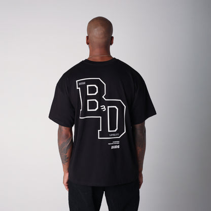 Camiseta Semi Oversize Hombre Negro Alto Gramaje 250G