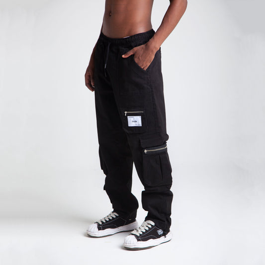 Pantalón Cargo Bota Recta Negro Buds