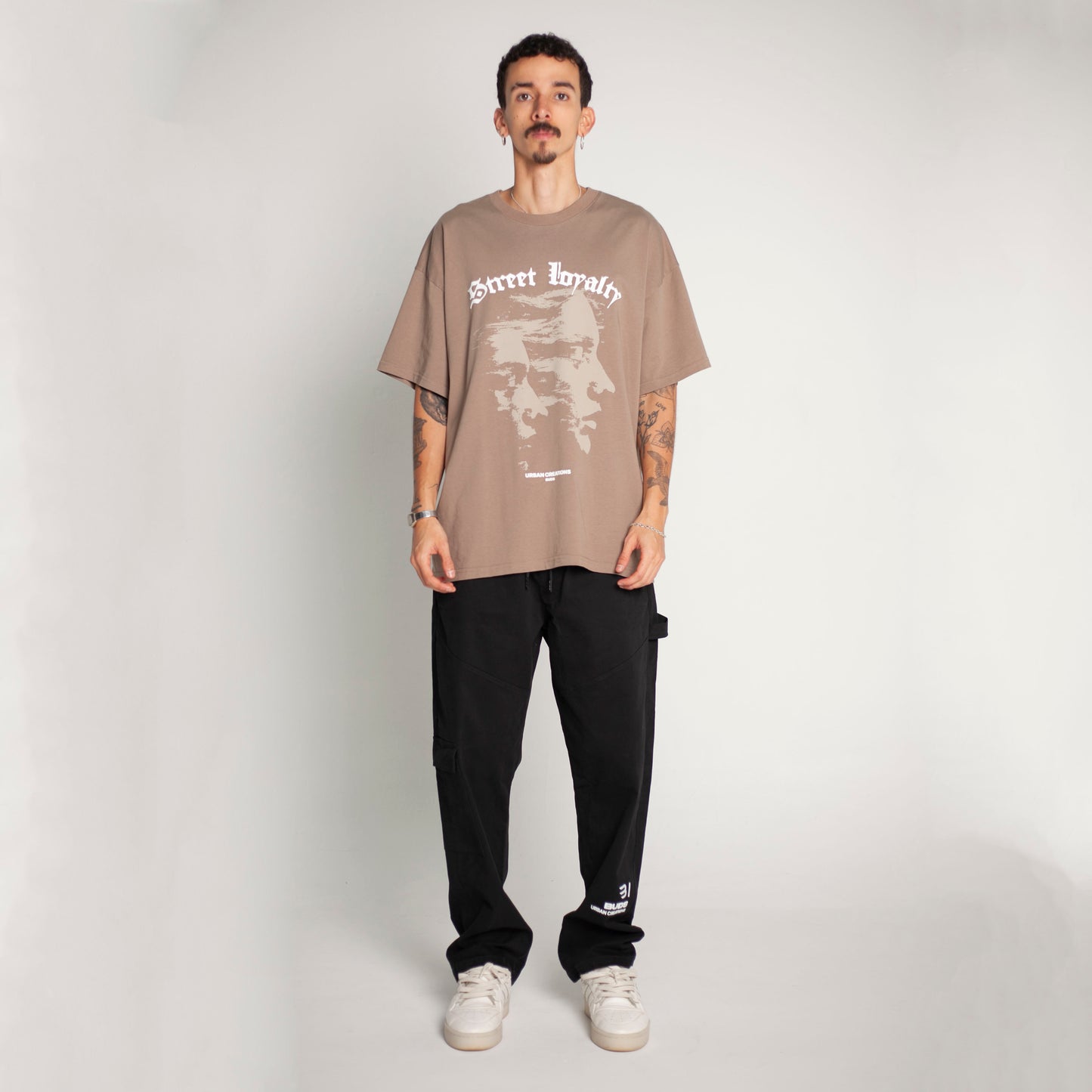 Camiseta Oversize Hombre Café Alto Gramaje 250G