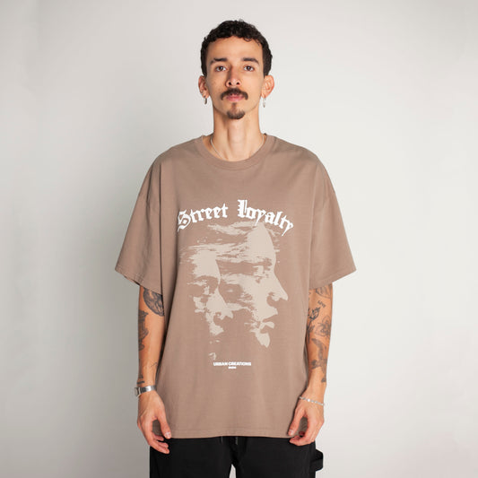 Camiseta Oversize Hombre Café Alto Gramaje 250G