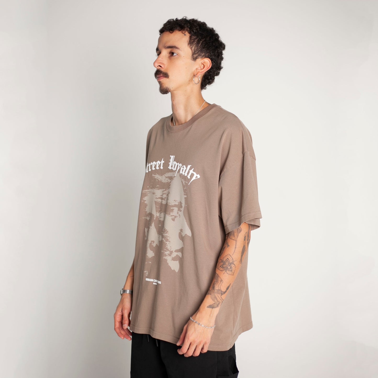 Camiseta Oversize Hombre Café Alto Gramaje 250G