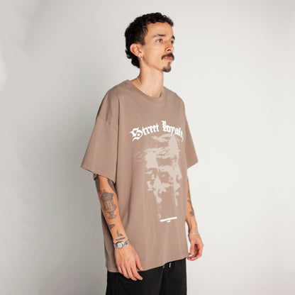 Camiseta Oversize Hombre Café Alto Gramaje 250G