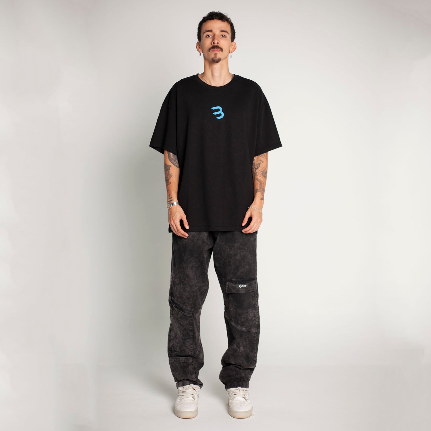 Camiseta Oversize Hombre Negra Alto Gramaje 250G