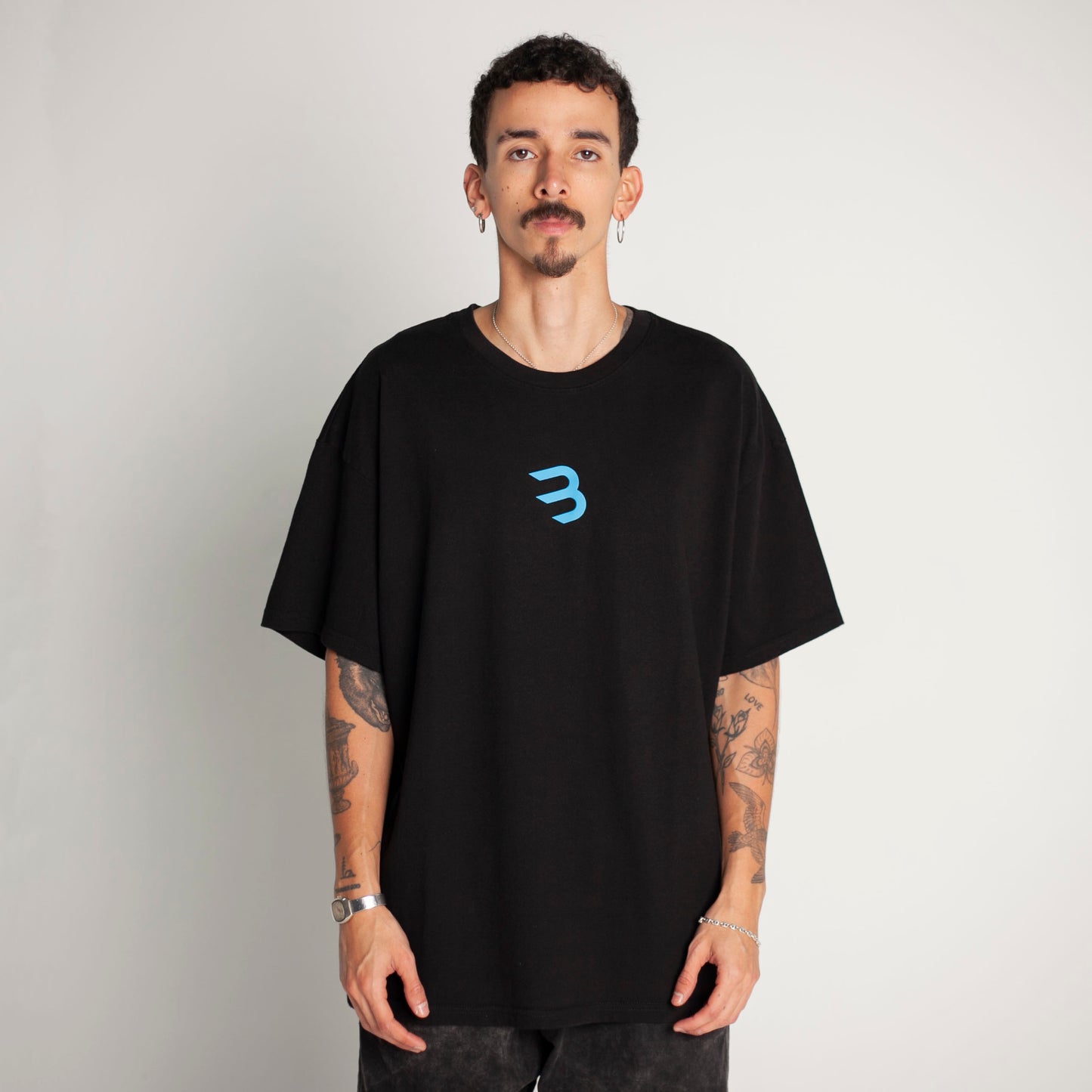Camiseta Oversize Hombre Negra Alto Gramaje 250G
