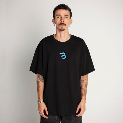 Camiseta Oversize Hombre Negra Alto Gramaje 250G