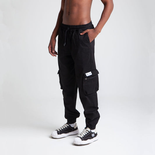 Pantalón Cargo Bota Resorte Negro Buds