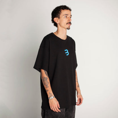 Camiseta Oversize Hombre Negra Alto Gramaje 250G