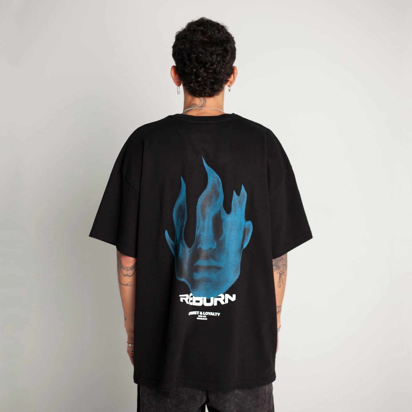 Camiseta Oversize Hombre Negra Alto Gramaje 250G