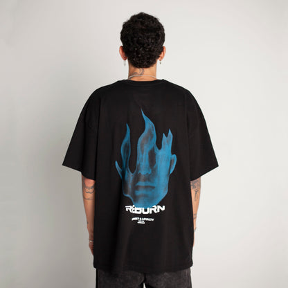Camiseta Oversize Hombre Negra Alto Gramaje 250G