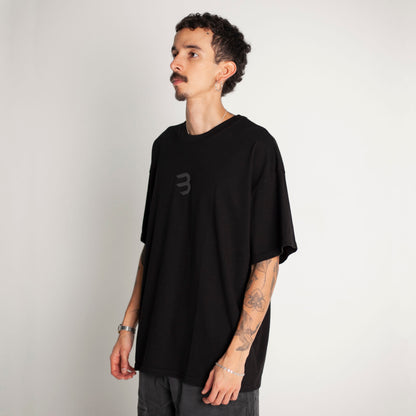 Camiseta Oversize Hombre Negra Alto Gramaje 250G