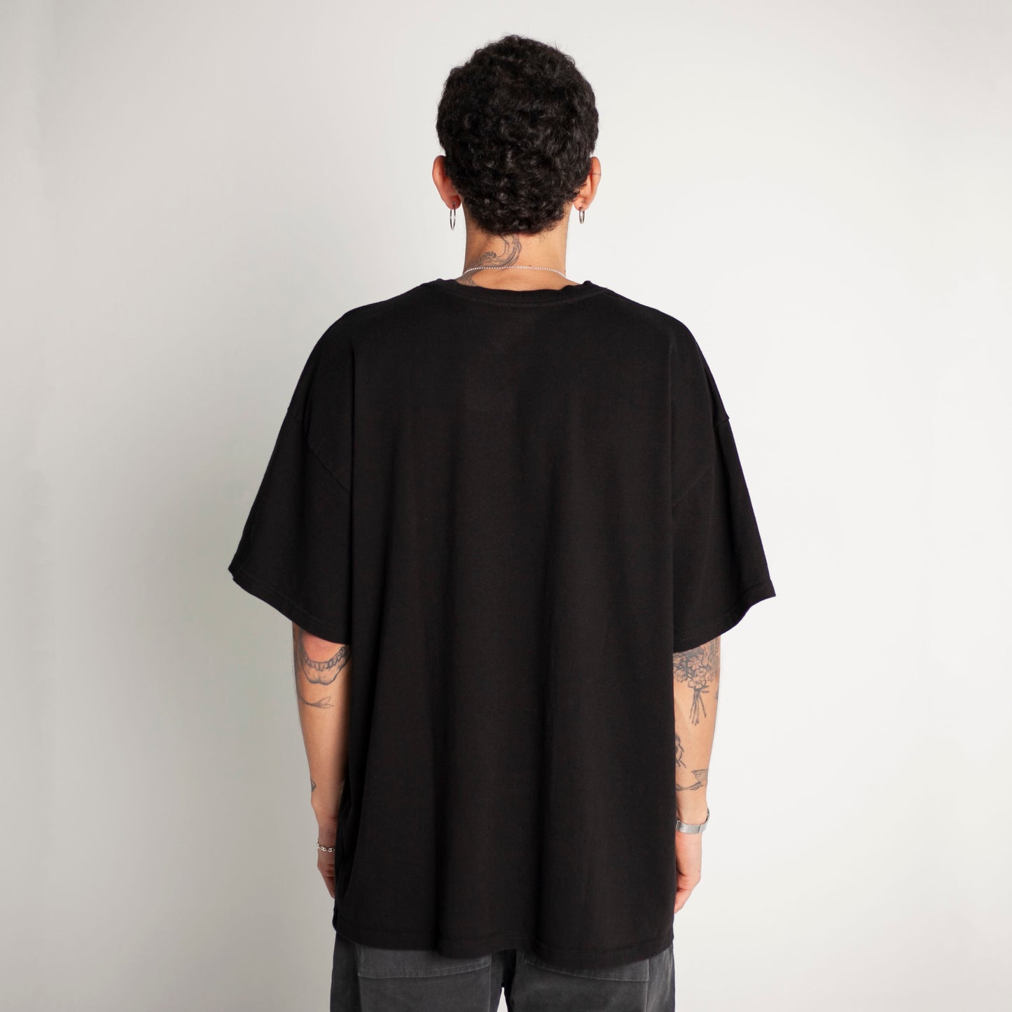 Camiseta Oversize Hombre Negra Alto Gramaje 250G