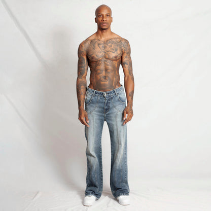 Jean Denim Flare Hombre Azul Buds