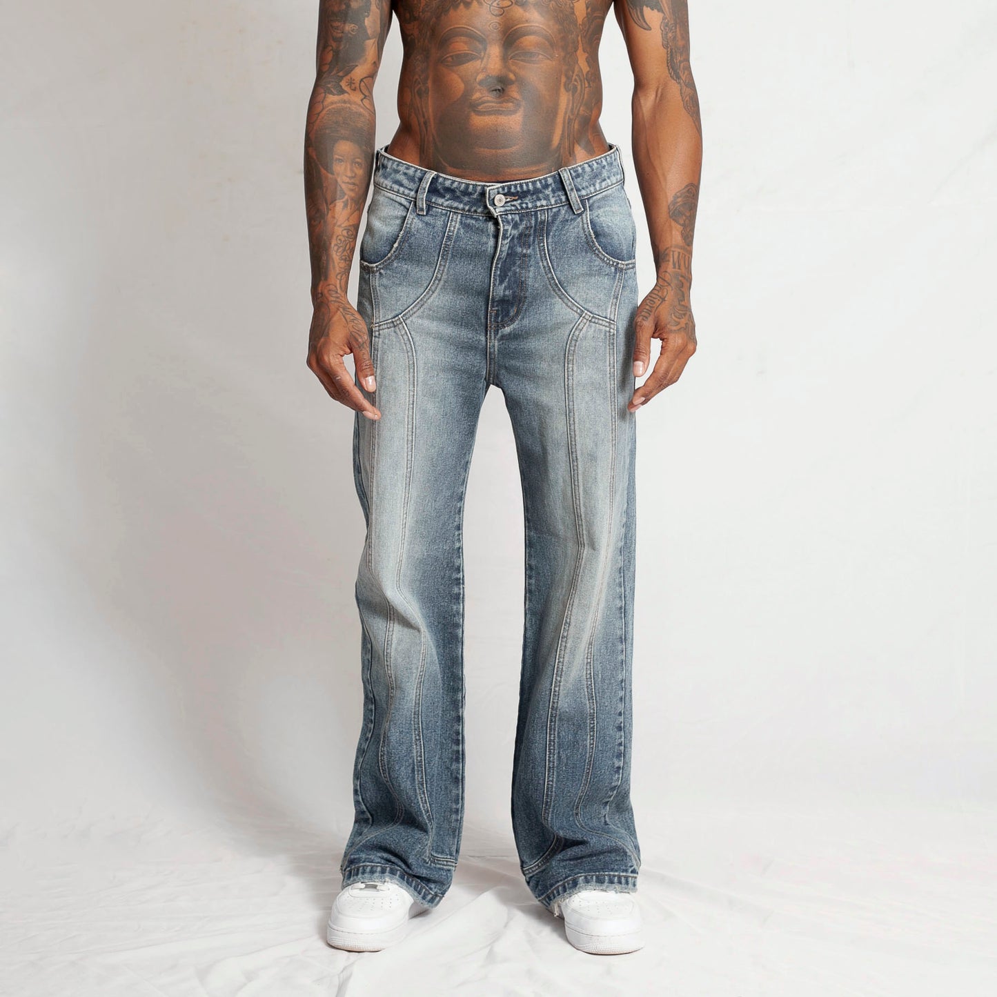 Jean Denim Flare Hombre Azul Buds