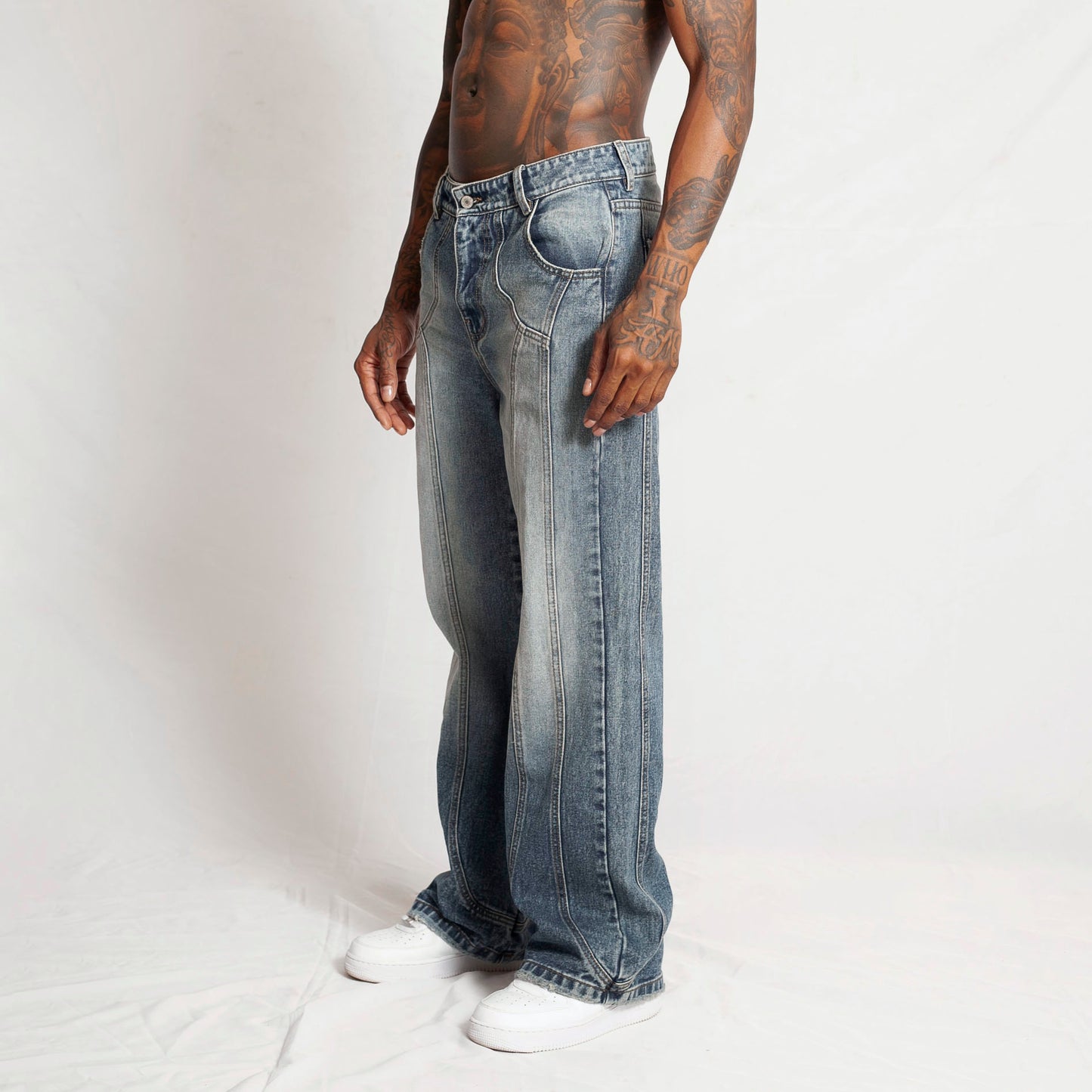Jean Denim Flare Hombre Azul Buds