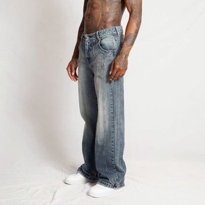Jean Denim Flare Hombre Azul Buds