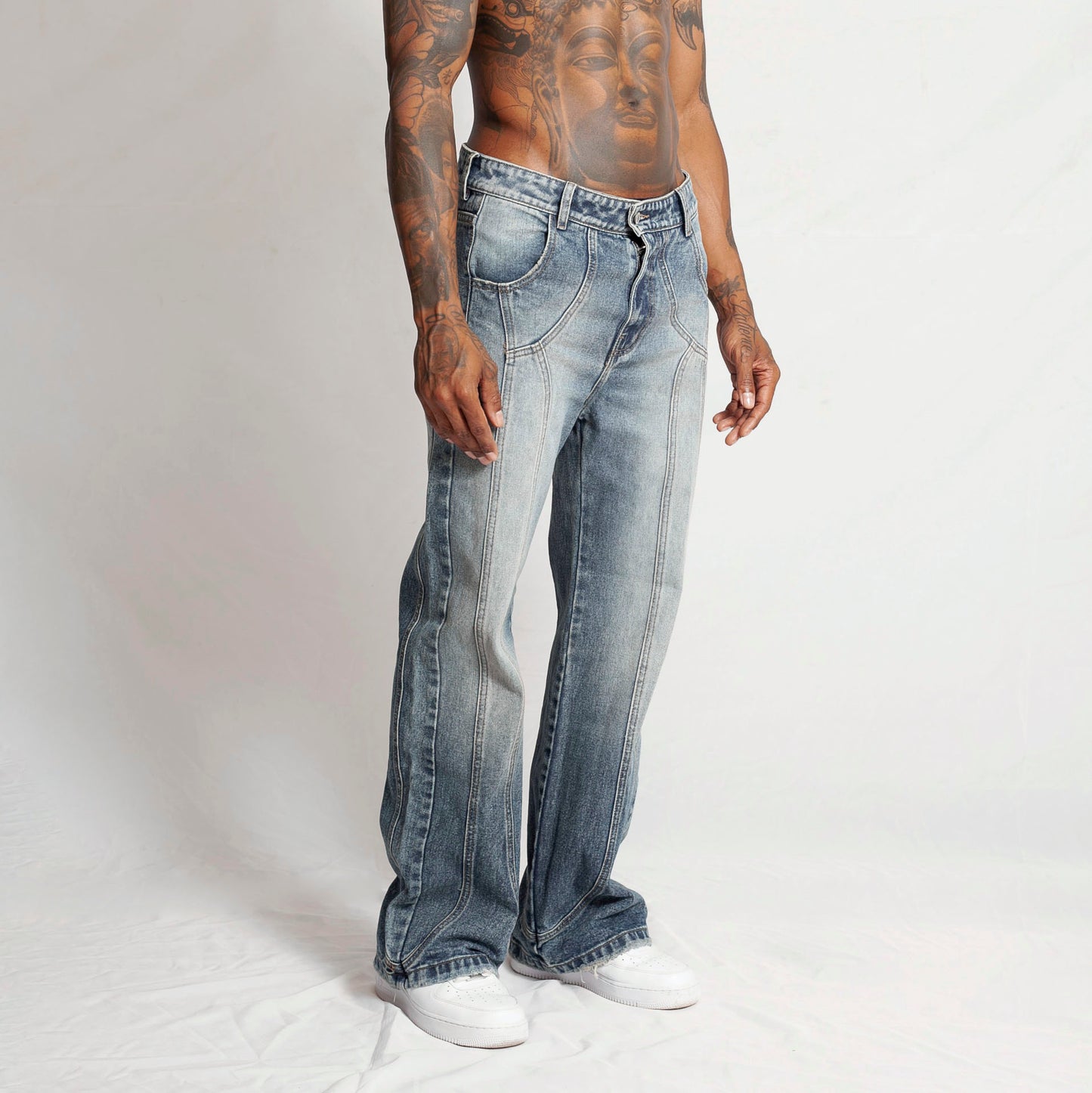 Jean Denim Flare Hombre Azul Buds