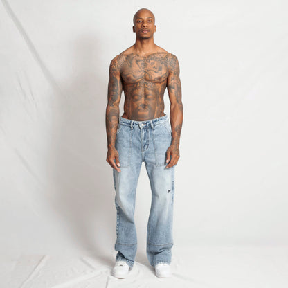 Jean Denim Flare Hombre Azul Claro Buds