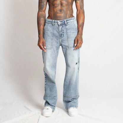 Jean Denim Flare Hombre Azul Claro Buds
