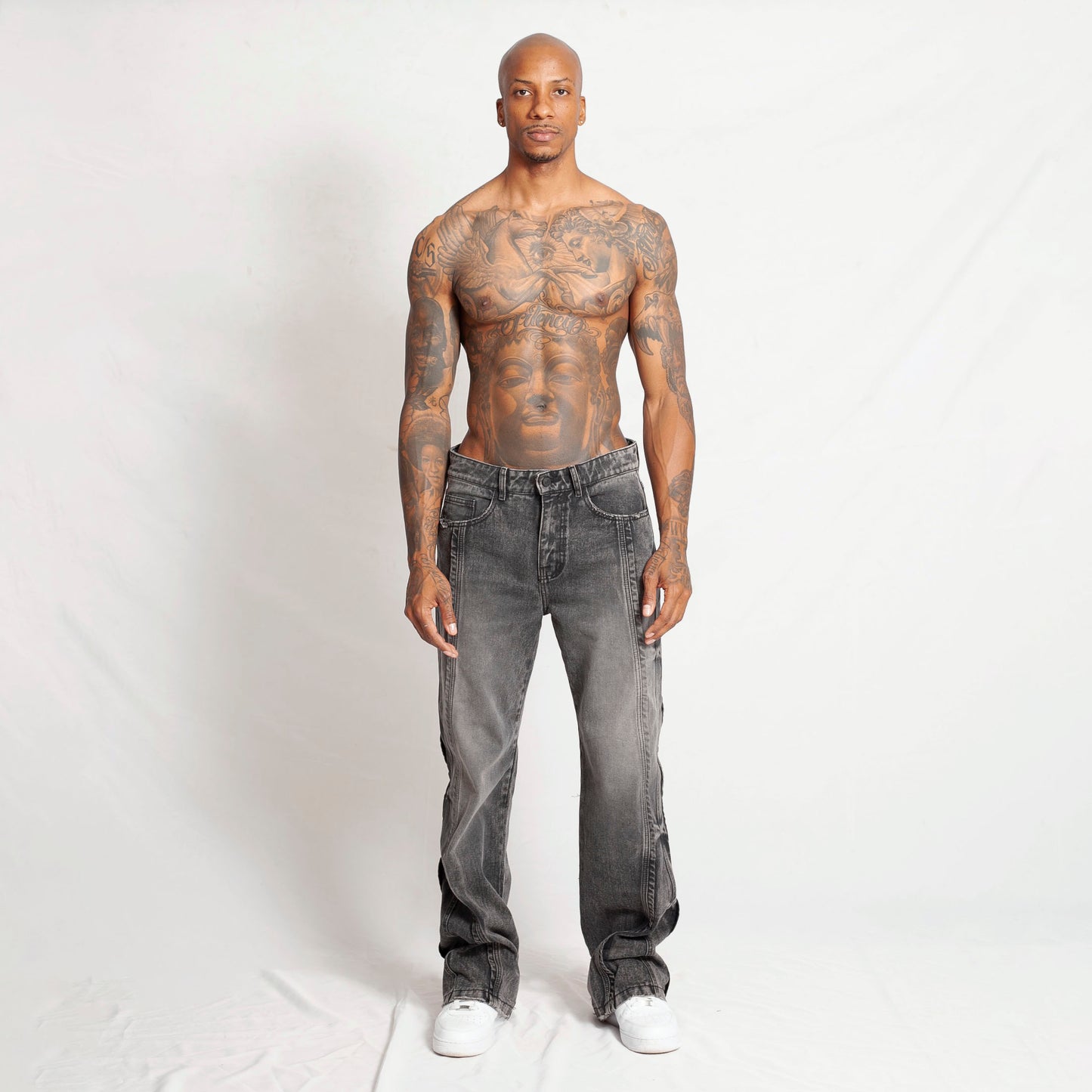 Jean Denim Flare Hombre Negro Buds