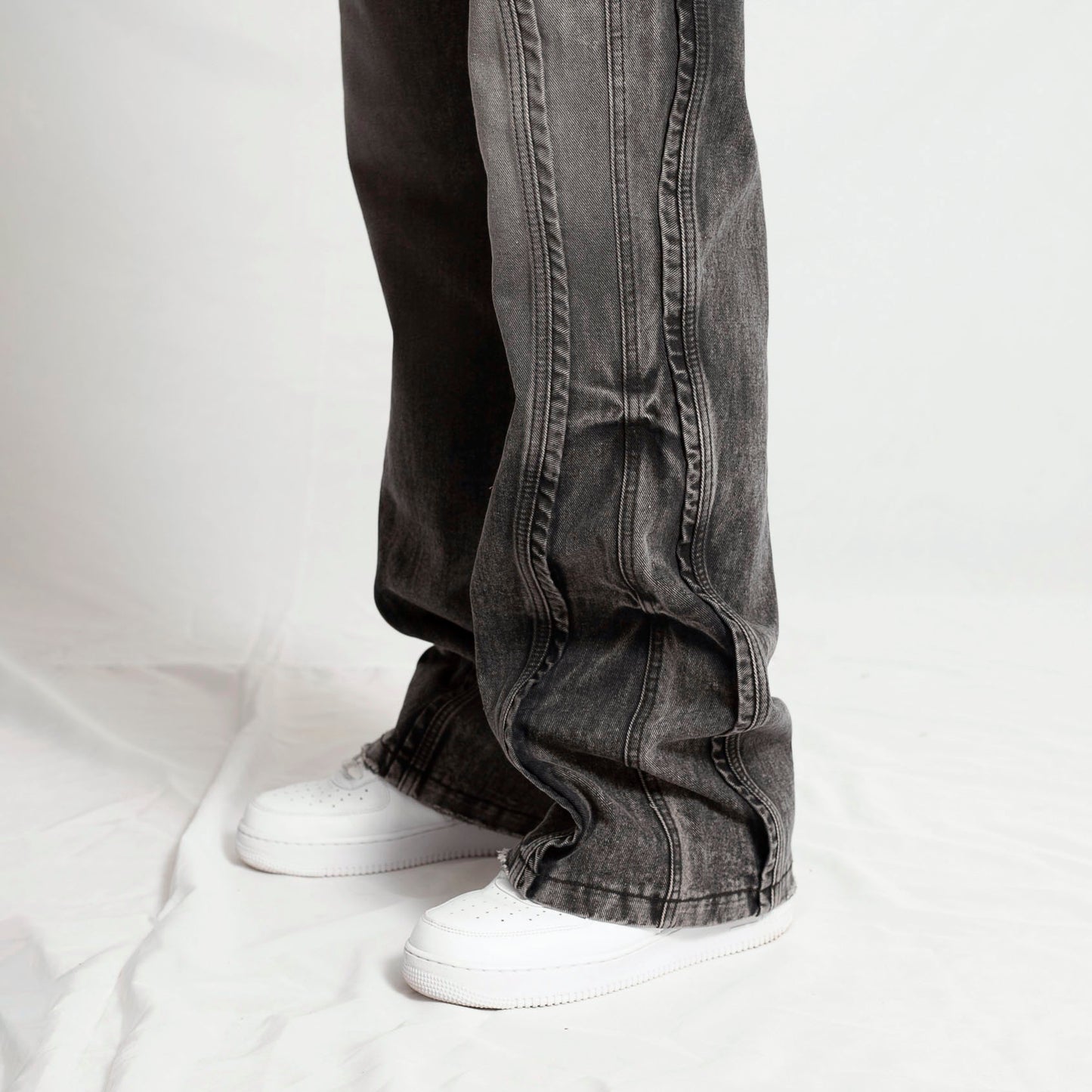 Jean Denim Flare Hombre Negro Buds