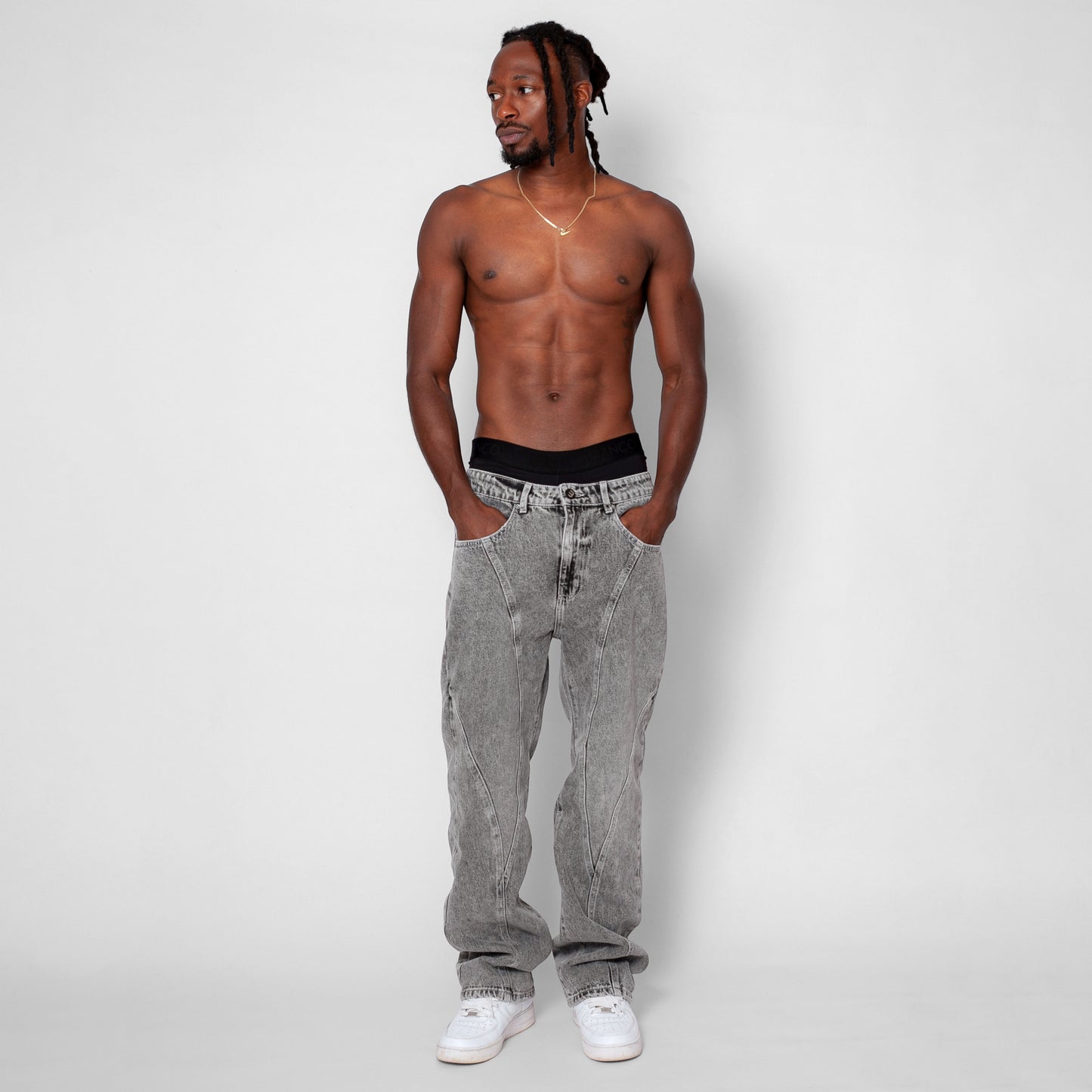 Jean Denim Flare Hombre Gris Claro Cortes Buds