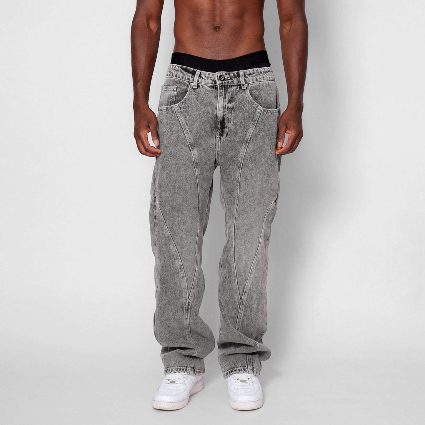 Jean Denim Flare Hombre Gris Claro Cortes Buds