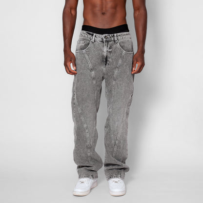 Jean Denim Flare Hombre Gris Claro Cortes Buds