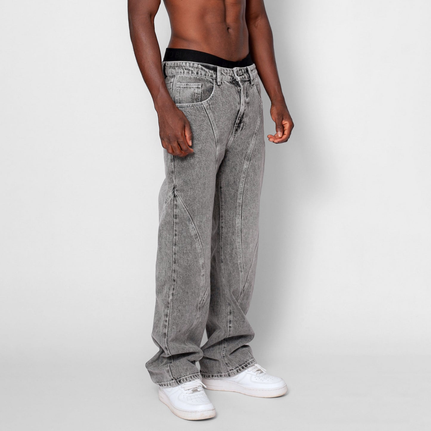 Jean Denim Flare Hombre Gris Claro Cortes Buds
